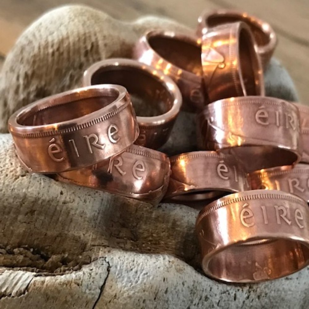 Vintage 1968 "LUCKY IRISH PENNY" Copper Coin Ring - Health Mind & Body